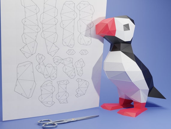 3D Papercraft Bird Decoration , Origami Puffin Sculpture PDF Pattern A4 and  US Letter Format Digital Download - Etsy Denmark