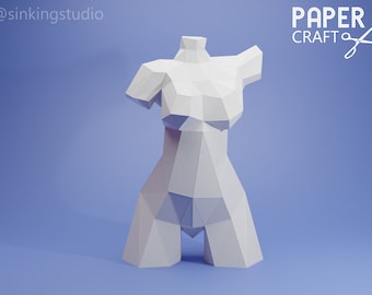 Papercraft-sjabloon met laag poly Venus Torso – doe-het-zelfbeeldhouwkunst (pdf-patroon)