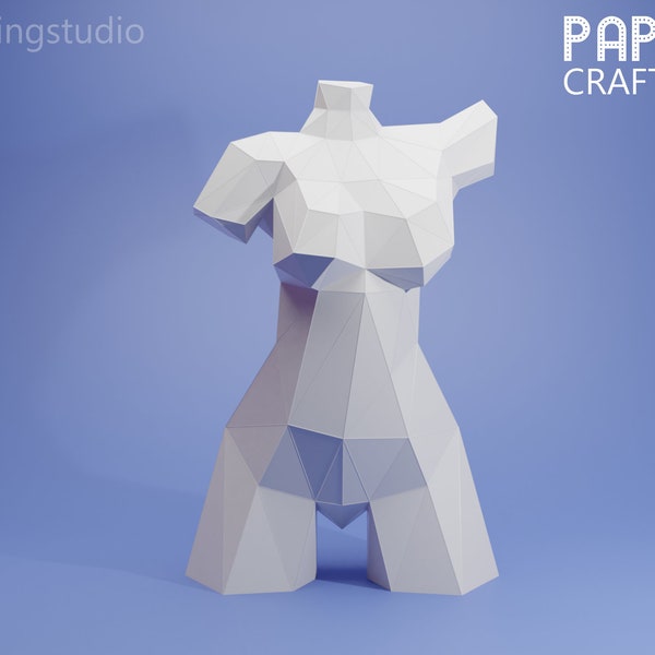 Femme Torse Vénus Low Poly Papercraft Modèle Sculpture Origami Femme Asaro - Patron PDF A4 et US Letter