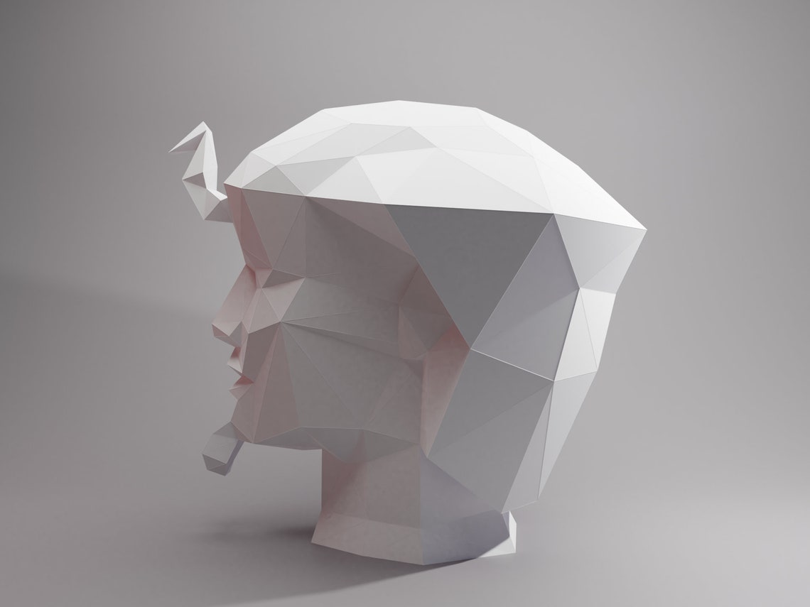 3d Egyptian Pharaoh Head Face Papercraft Trophy. Origami Full Etsy