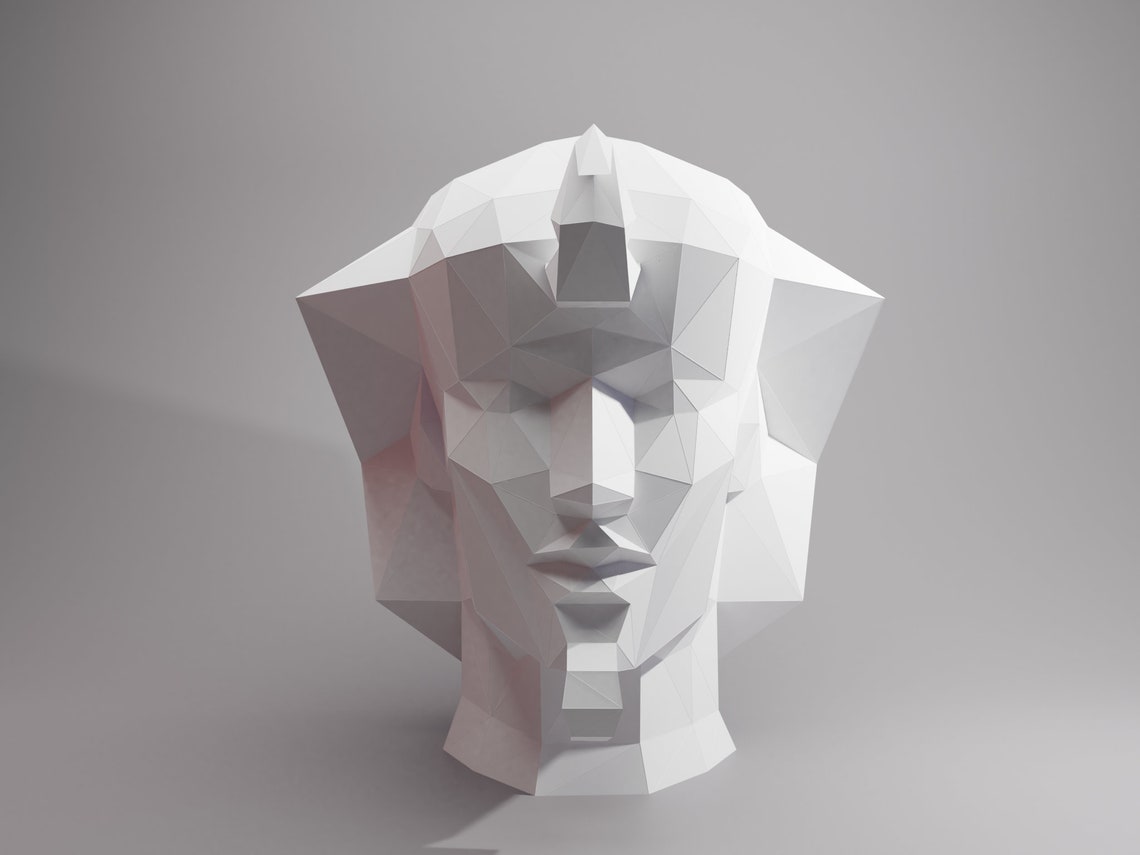 3d Egyptian Pharaoh Head Face Papercraft Trophy. Origami Full Etsy