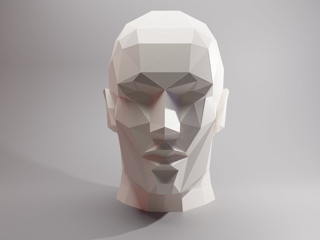 3D Human Face Papercraft Trophy, Low Poly Sculpture (PDF Pattern) - Etsy