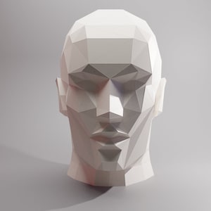 3d Human Face Papercraft Trophy. Origami Full Face Abstract Sculpture. Paper Model Home Decoration in Low Poly Style. PDF Pattern.
