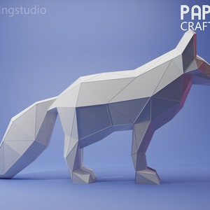 3D Papercraft Arctic Fox Template Paper Decoration Low Poly - Etsy