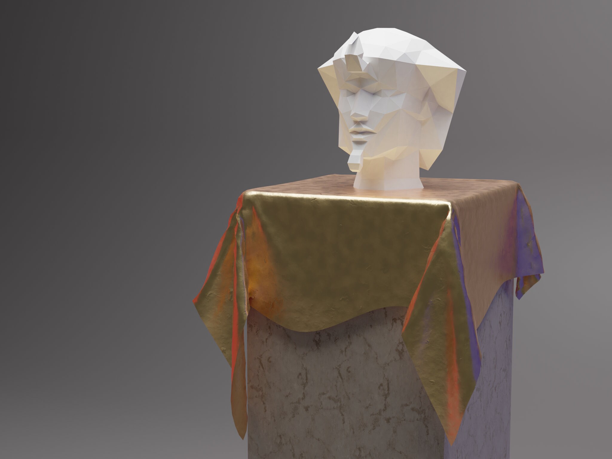 3d Egyptian Pharaoh Head Face Papercraft Trophy. Origami Full Face