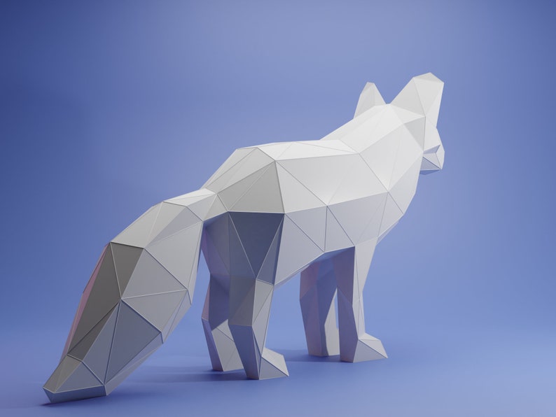3D Papercraft Arctic Fox Template Paper Decoration Low Poly - Etsy