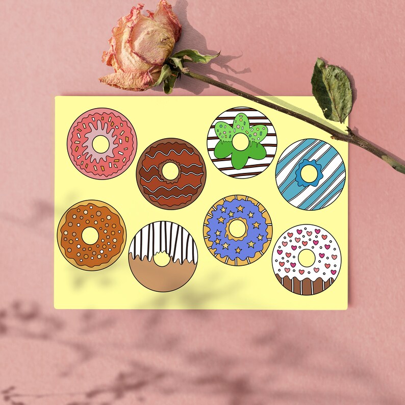 Donuts Coloring Sheet. Kids Activity Coloring Page. Printable - Etsy