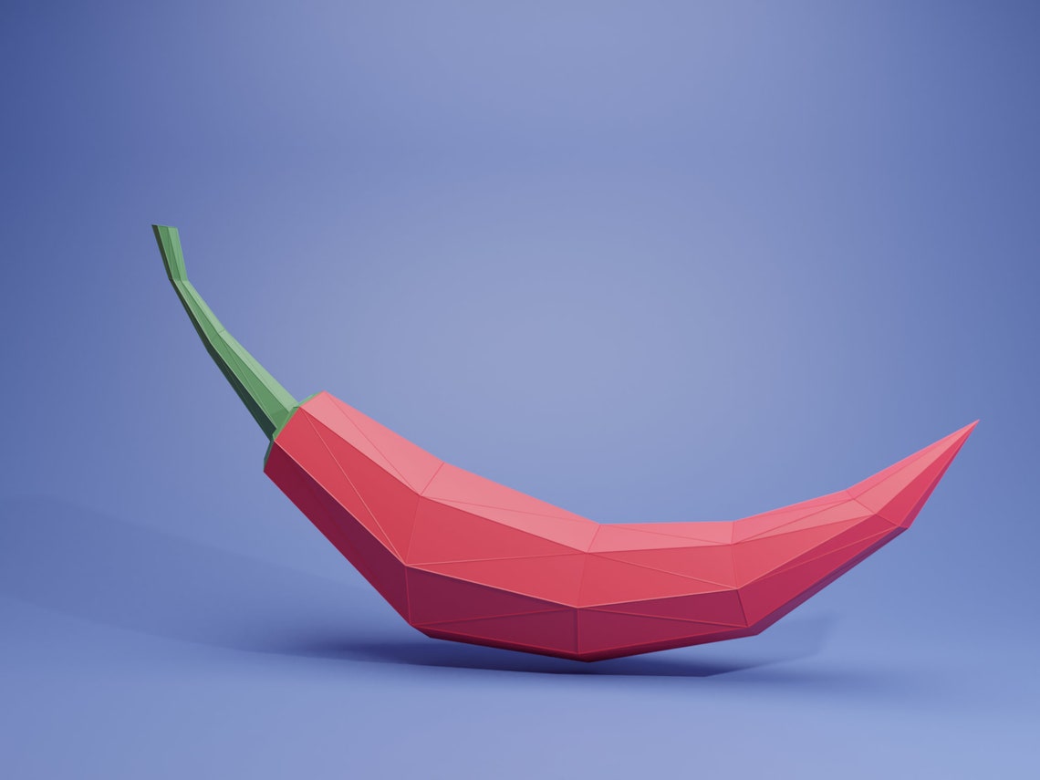 3D Papercraft Chili Pepper, Printable Ornament, Papercraft 3D, Kitchen