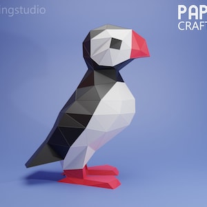 3D Papercraft Bird Decoration , Origami Puffin Sculpture - PDF Pattern A4 and US Letter Format Digital Download