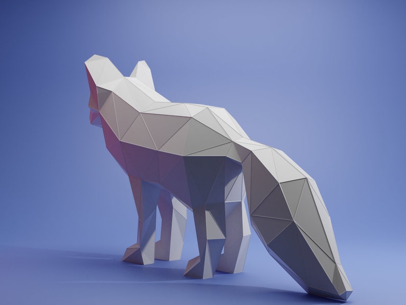 3D Papercraft Arctic Fox Template Paper Decoration Low Poly - Etsy