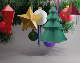 Papercraft Christmas Ornaments, Printable Ornaments, Papercraft 3D, Christmas Decorations, Origami, DIY, Christmas Tree, Christmas crafts