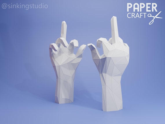 3d Papercraft Middle Finger Statue Fck You Off Sign Hand Etsy