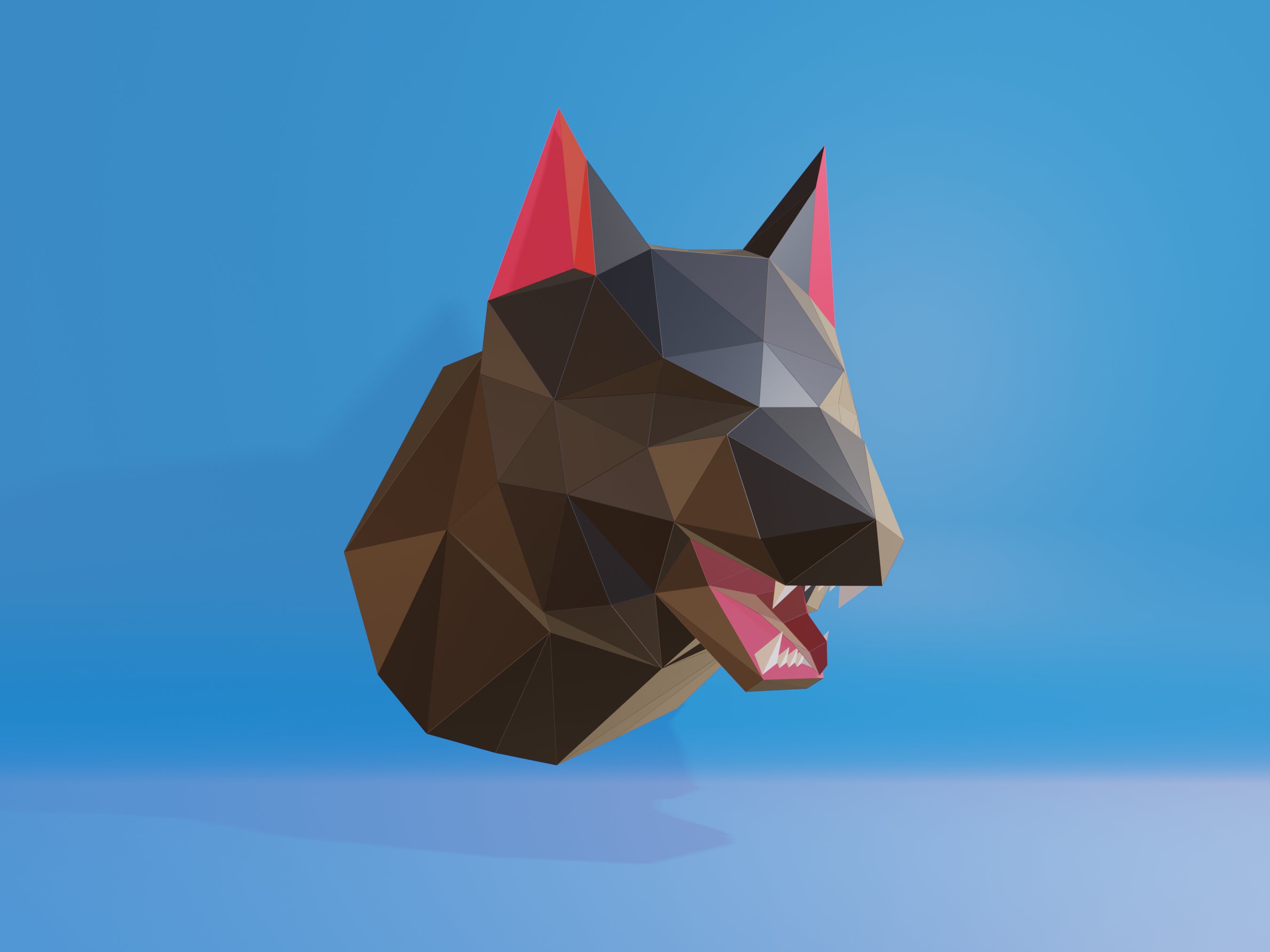 Papercraft Wolf Head Model: DIY 3D Puzzle for Home Decor, Wall Art ...