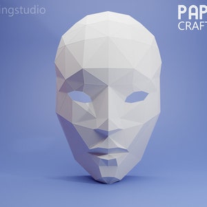 Patrón de cara veneciana de máscara de papel 3d. Máscara de Venecia Origami, escultura de papel de cabeza de Asaro, decoración del hogar de máscara de mujer - EE.UU. último y A4 PDF