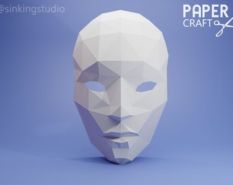 3D Papercraft Masker Venetiaans Gezichtspatroon. Venetië masker origami, Asaro hoofd papieren sculptuur, vrouw masker woondecoratie - US laatste en A4 PDF