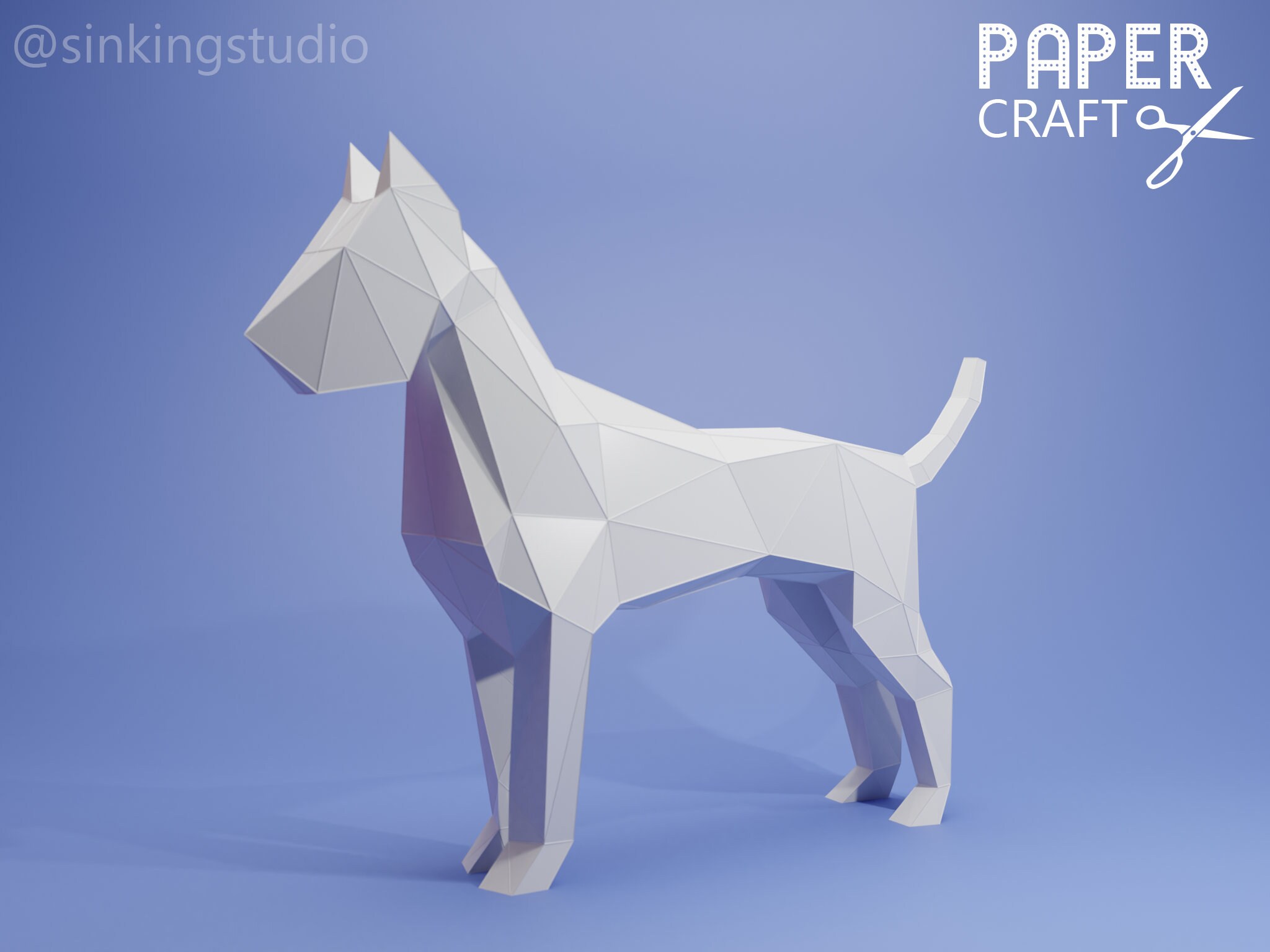 3D Papercraft Dog, Origami Trophy, Pet Decoration in Low Poly, Animal ...