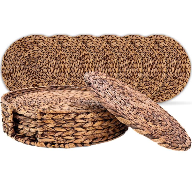 Woven Brown Placemats Rattan and Wicker Style Placemats With Etsy