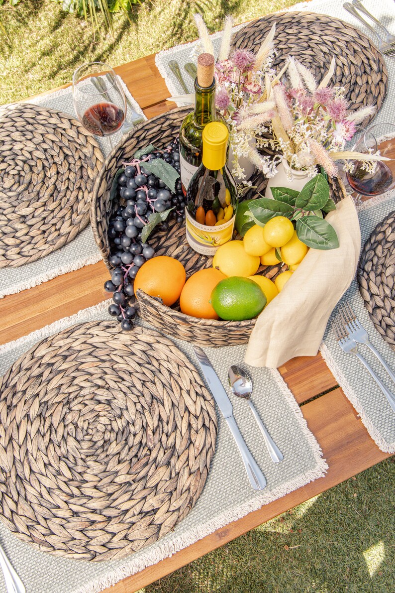 Woven Black Placemats Rattan and Wicker Style Placemats With Etsy