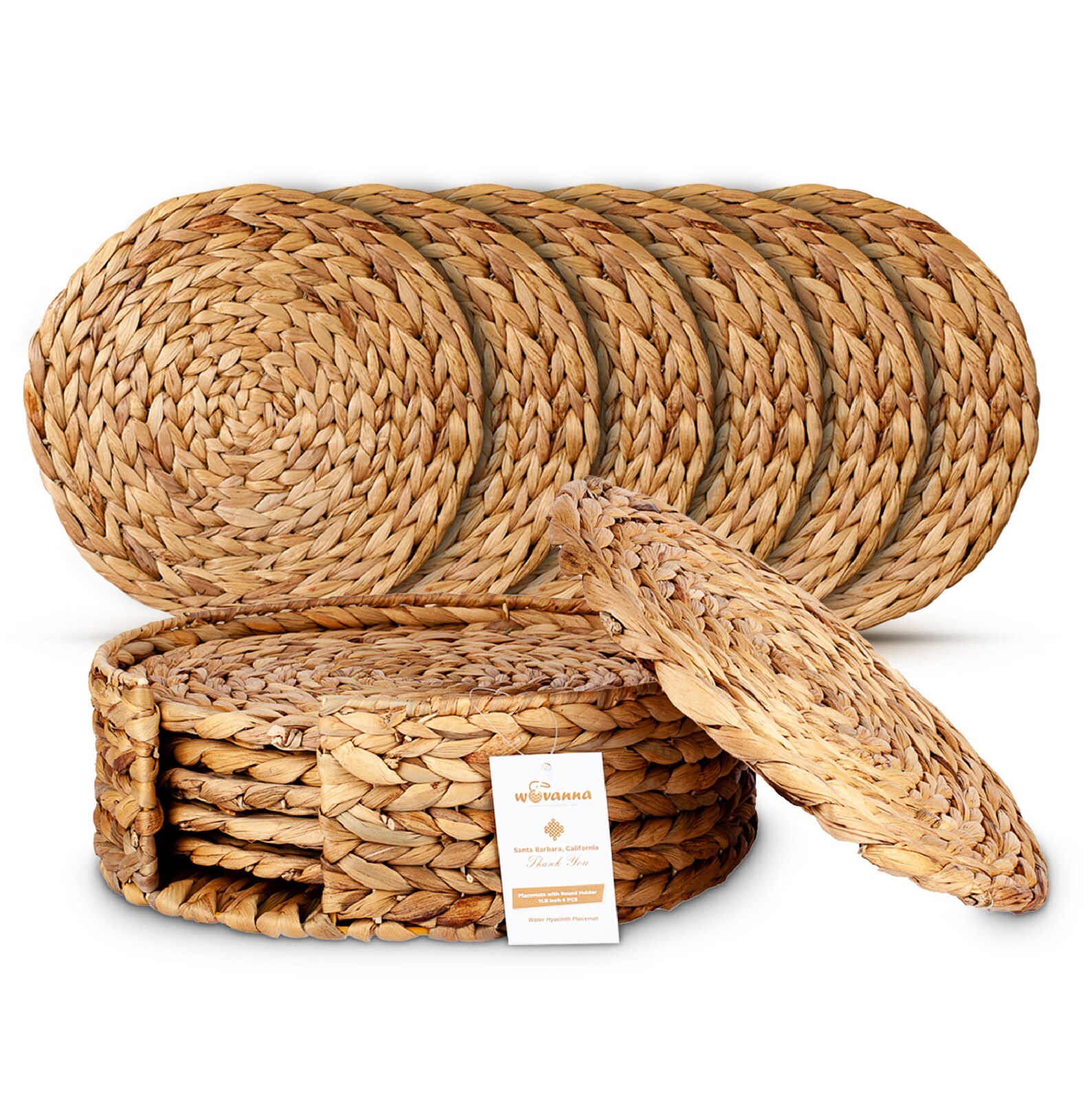 Woven Placemats Rattan and Wicker Style Placemats with Round Etsy