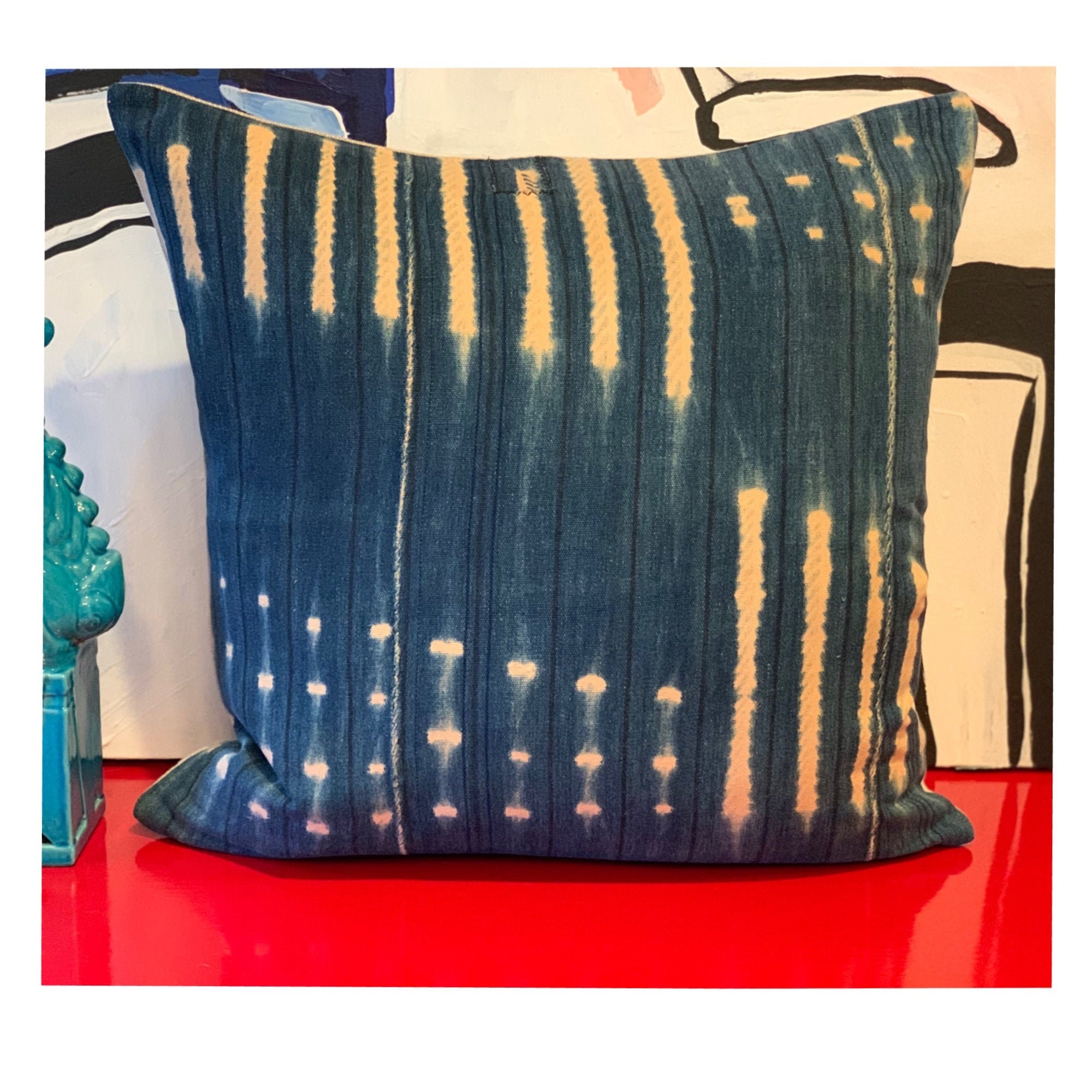 Mudcloth Pillow Cover, Authentic African Indigo Mudcloth Pillow, 20