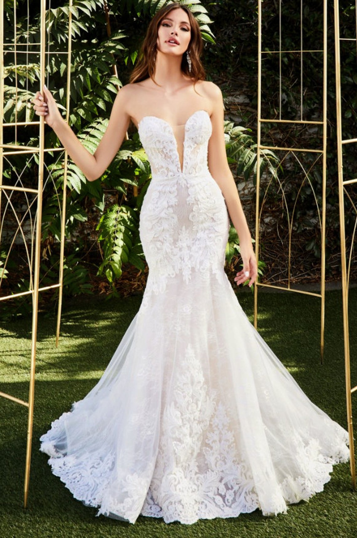 Cinderella Divine CD928 Strapless Mermaid lace applique | Etsy