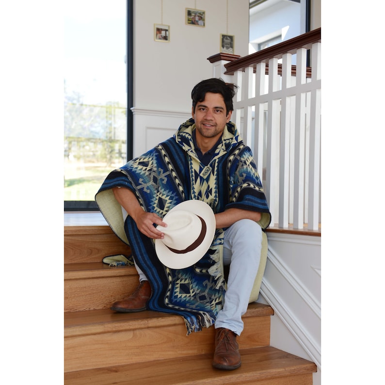 Poncho Shuar Poncho en laine Poncho à capuche Poncho péruvien Poncho en alpaga Poncho pour femme Poncho homme Fait à la main EcuaFina image 6