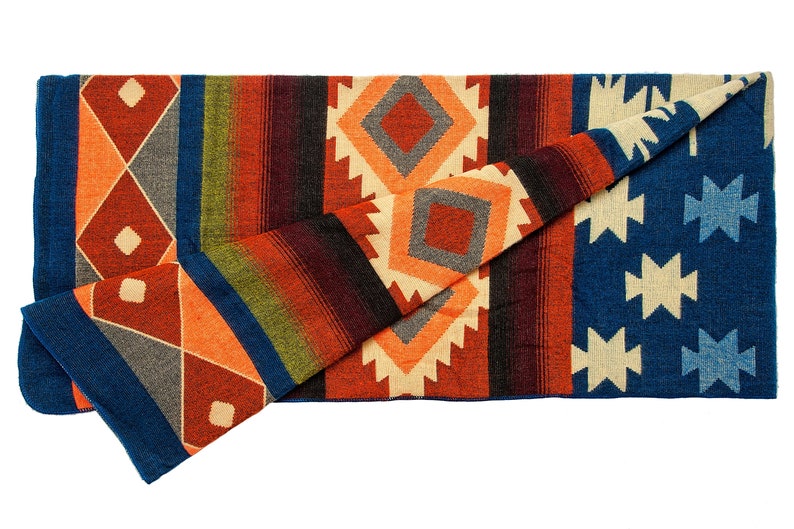 Couverture en laine d'alpaga Grande couverture Couverture de pique-nique Jetés de lit Jeté en laine Couverture réversible Couverture d'extérieur Bleu de Quilotoa image 5