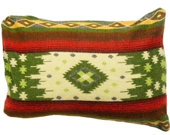 Alpaca native pillow 40 x 60 cm | QUILOTAO GREEN - feather inner cushion - Alpaca wool cushion | Alpaca woven pillow cover |