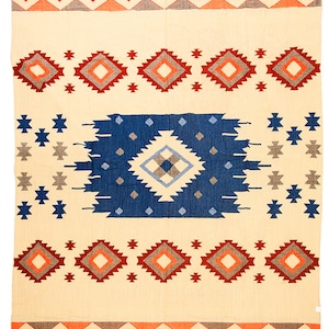 Couverture en laine d'alpaga Grande couverture Couverture de pique-nique Jetés de lit Jeté en laine Couverture réversible Couverture d'extérieur Bleu de Quilotoa image 3