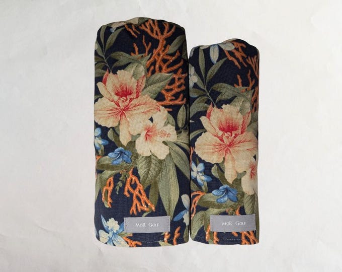Ink Fleur Mar - MoR Golf Headcovers - Driver - Fairway - Hybrid - Tropical - Palm Leaves - Floral - Coral
