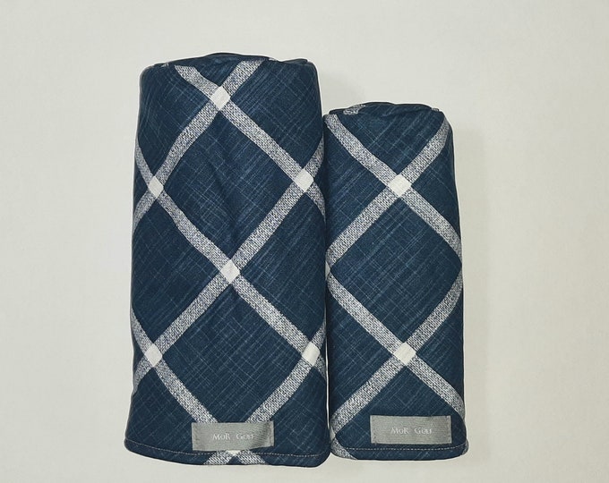 Italian Denim Plaid - MoR Golf Headcovers - Driver - Fairway - Hybrid - Plaid - Navy - Twill