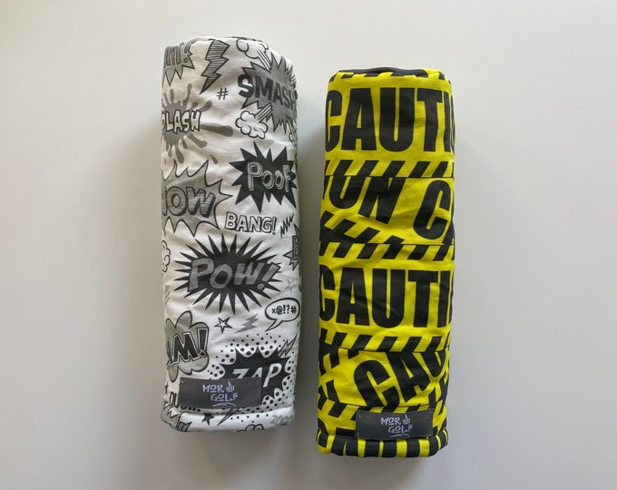 Caution - Comic Book - MoR Golf Headcovers - Driver - Fairway - Hybrid - Canvas