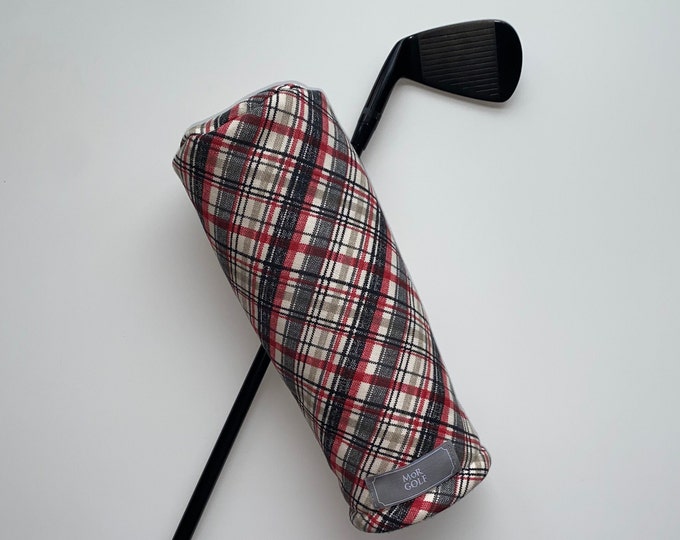 Red, Black, and Gray Plaid - MoR Golf Headcovers - Driver - Fairway - Hybrid - Canvas