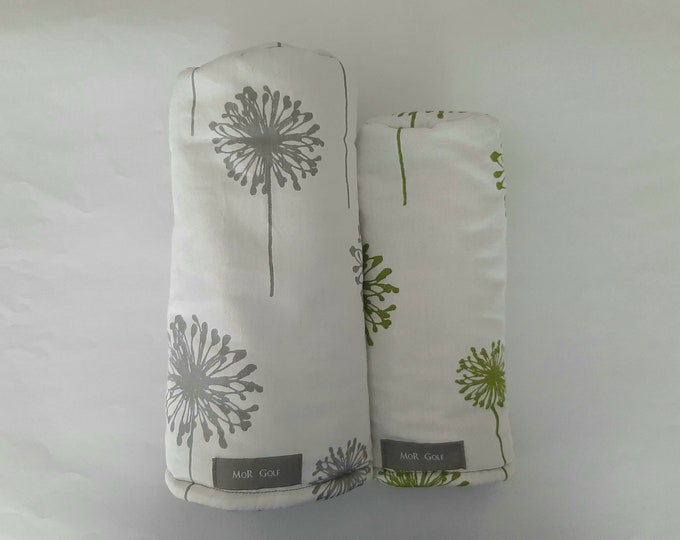 Lime or Gray Dandelion - MoR Golf Headcover - Driver - Hybrid - Fairway - Floral