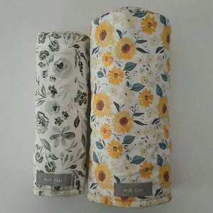 Farmhouse Floral - Sunflowers - MoR Golf Headcovers - Driver - Fairway - Hybrid - Canvas - Indy Bloom - Black & Ivory - Spoonflower - Yellow