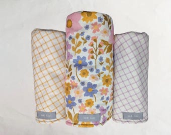 Golden Fields - Sunshine Check -Purple Check - MoR Golf Headcovers - Driver - Fairway - Hybrid - Floral - Canvas