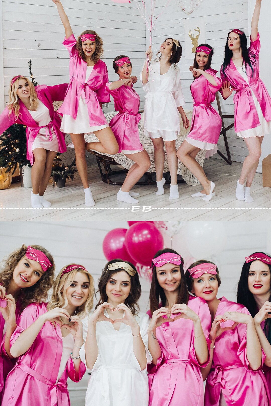 Fuchsia, Hot Pink Bridesmaid Robe, Getting Ready Robe, Solid Silky ...