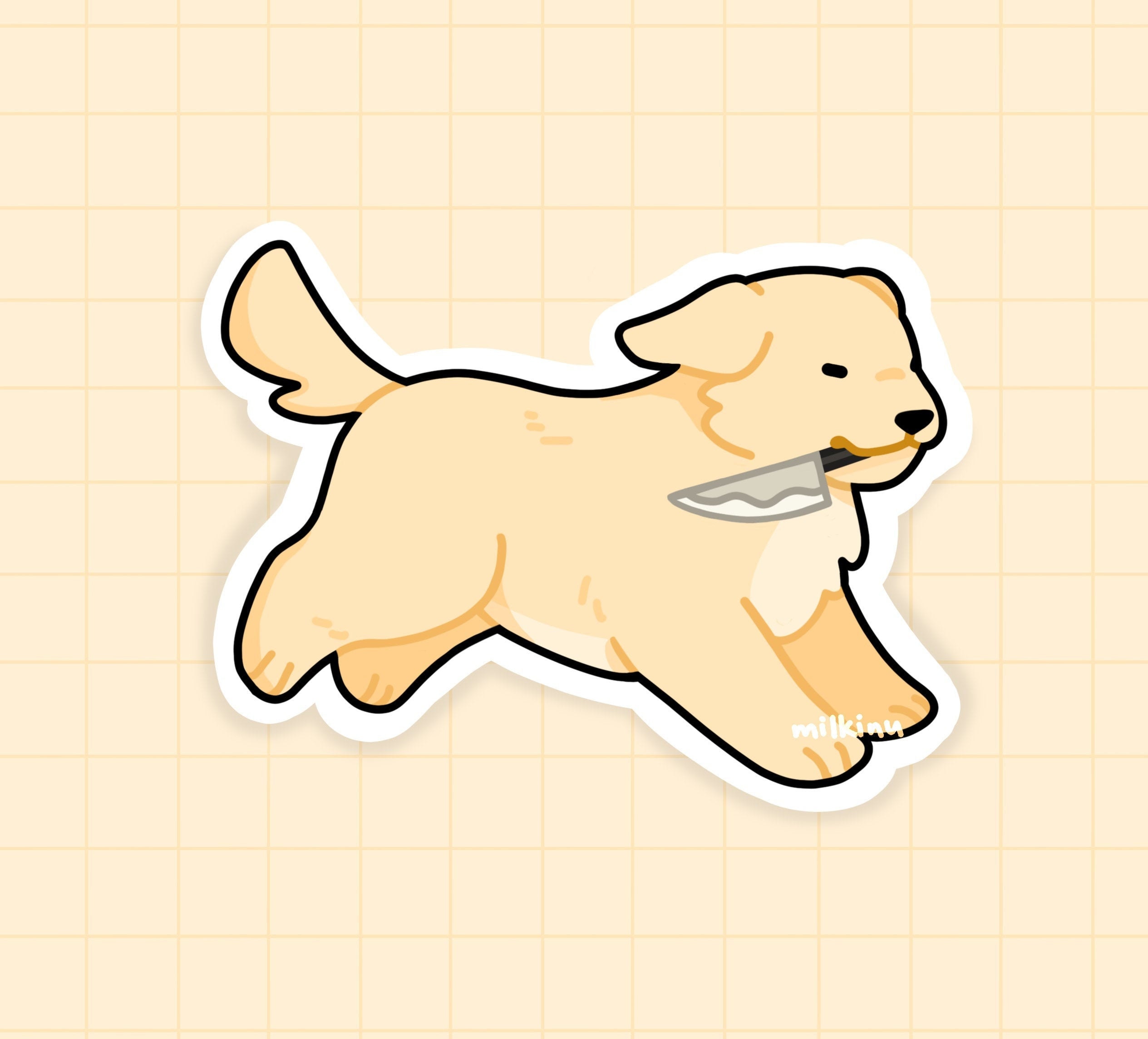 Knife Dog Sticker | Waterproof Matte Glossy Sticker