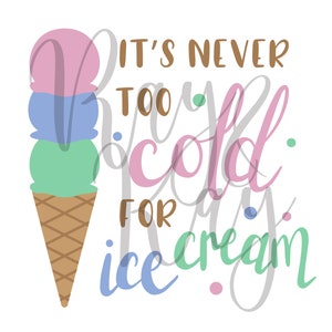 May include: It's never too cold for ice cream. A three-scoop ice cream cone with pink, blue, and green scoops in a waffle cone.