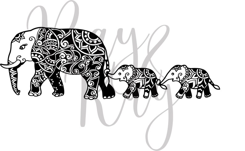 Download Family of Elephants Mandala SVG/PNG/JPG | Etsy