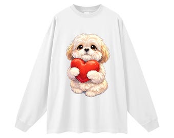 Camiseta unisex de manga larga extragrande de Hugh el Shih Tzu