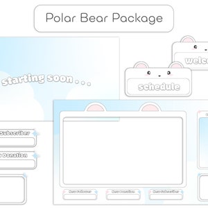 Twitch Stream Package - Polar Bear - Streamer Graphics - Twitch - Streamer - Streaming Assets - Bear - Aesthetic - Overlay - Screen - Panels