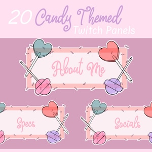 Cute Candy Themed TWITCH PANELS - Pink - Streamer - Twitch - Discord - Youtube - Streaming Assets - Aesthetic