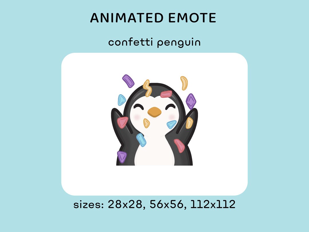 Confetti Penguin ANIMATED Emote / FOR Twitch, Discord Etsy