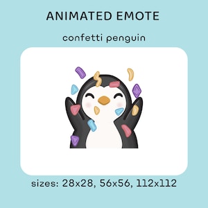 Confetti Penguin - ANIMATED Emote / FOR Twitch, Discord