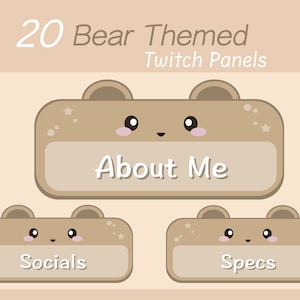 Cozy Bear Themed TWITCH PANELS - Brown - Streamer - Twitch - Discord - Youtube - Streaming Assets - Aesthetic - Bear