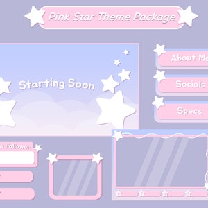 Twitch Stream Package - PINK STAR - Streamer Graphics - Twitch - Streamer - Streaming Assets - Star - Aesthetic - Overlay - Screen - Panels