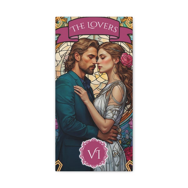 The Lovers Tarot Card (VI) printed on Canvas