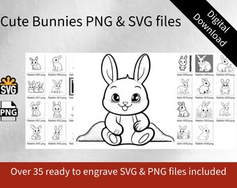 Bunny Clipart, Rabbit Designs, 39 PNG SVG Images (Digital Download)