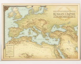 Ancient Rome Map - Roman Empire Map, Classical Rome - Ancient Rome Print, Poster, Wall Art, Instant Download Poster, Rome Gifts, Geography